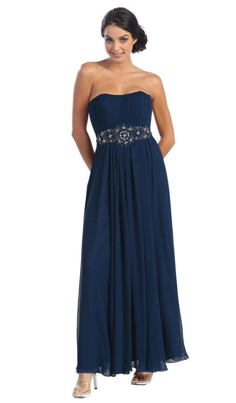 Strapless Shirred Sweetheart Chiffon Evening Dress - May Queen