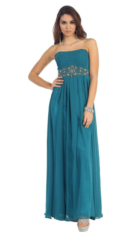 Strapless Shirred Sweetheart Chiffon Evening Dress - May Queen