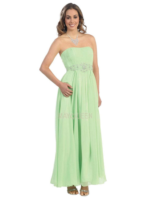 Strapless Shirred Sweetheart Chiffon Evening Dress - May Queen