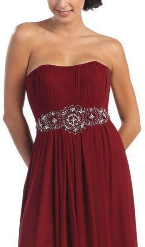 Strapless Shirred Sweetheart Chiffon Evening Dress - May Queen