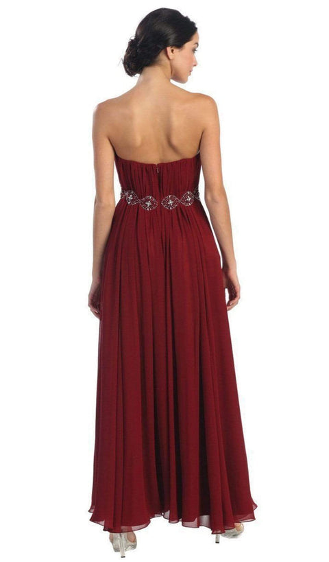 Strapless Shirred Sweetheart Chiffon Evening Dress - May Queen