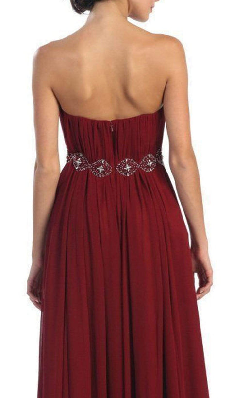 Strapless Shirred Sweetheart Chiffon Evening Dress - May Queen