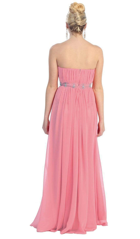 Strapless Shirred Sweetheart Chiffon Evening Dress - May Queen