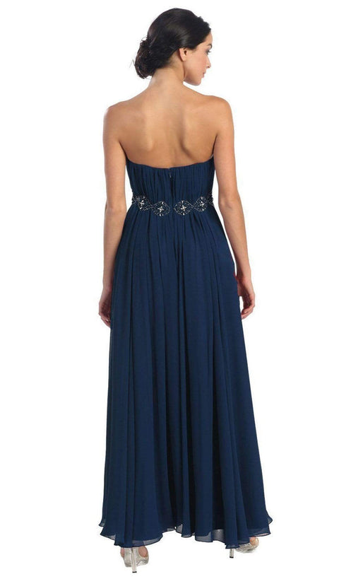 Strapless Shirred Sweetheart Chiffon Evening Dress - May Queen