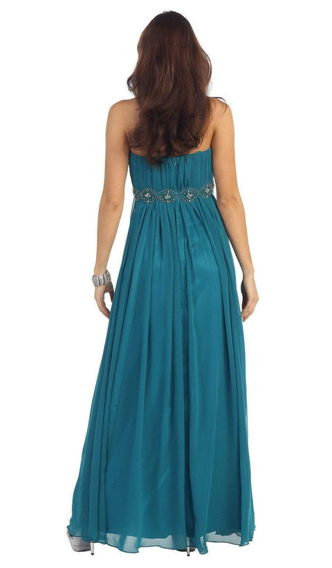 Strapless Shirred Sweetheart Chiffon Evening Dress - May Queen
