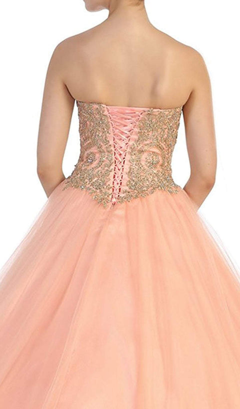 Strapless Sweetheart Gilded Quinceanera Ballgown - May Queen LK-74