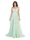 V Neck Lace Applique Chiffon Long Formal Dress - May Queen MQ1602