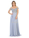 V Neck Lace Applique Chiffon Long Formal Dress - May Queen MQ1602