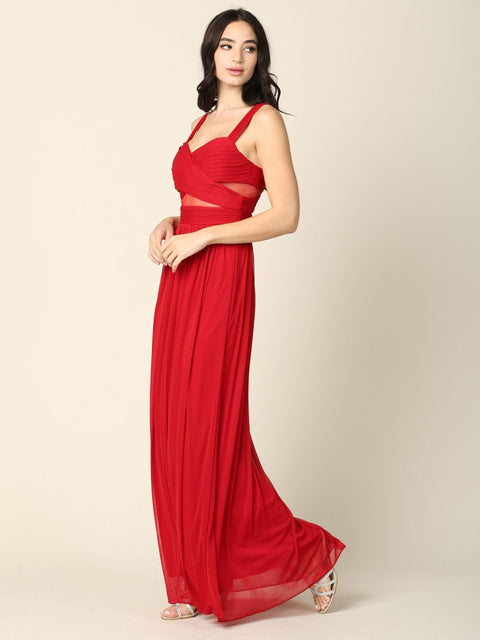 Long Mesh Sleeveless Bridesmaids Dress