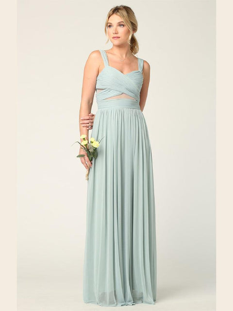 Long Mesh Sleeveless Bridesmaids Dress