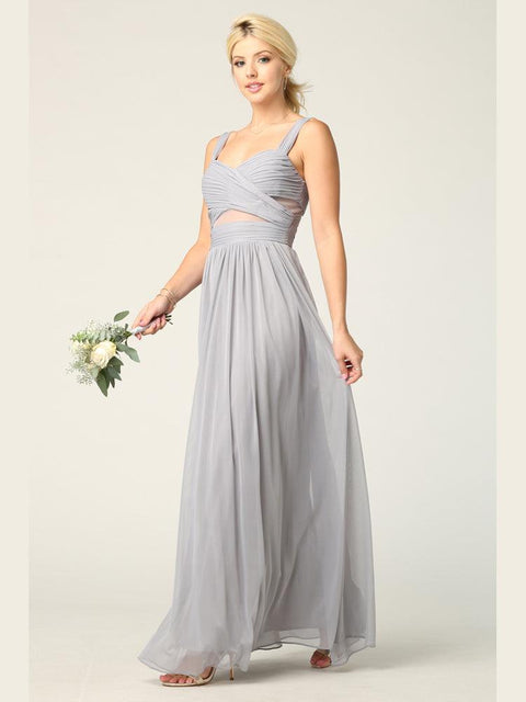 Long Mesh Sleeveless Bridesmaids Dress