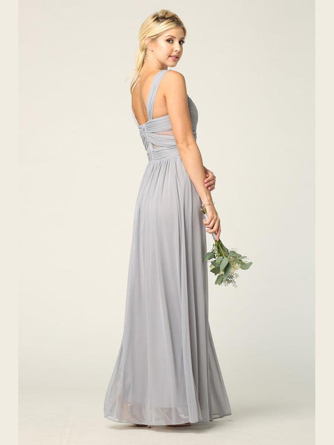 Long Mesh Sleeveless Bridesmaids Dress