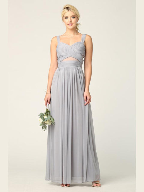 Long Mesh Sleeveless Bridesmaids Dress