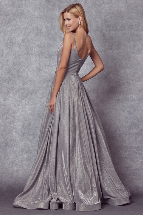 Metallic A-line Gown with Glitters by Juliet 206