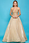 Adora 3007's A-line Gown with Metallic Glitter and Cold Shoulder Design