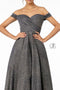 Elizabeth K GL1827's Long Off-Shoulder Dress with Metallic Glitter