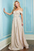 Adora 3100's A-line Gown with Metallic Glitter and Off-Shoulder Design