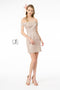 Elizabeth K GS2856's Short Off-Shoulder Dress with Metallic Glitter