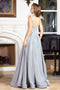 Gleaming Sleeveless Feathered Metallic Gown - Adora 3094