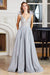 Gleaming Sleeveless Feathered Metallic Gown - Adora 3094