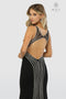 Fitted Metallic Striped Gown with Back Cutout by Nox Anabel T253