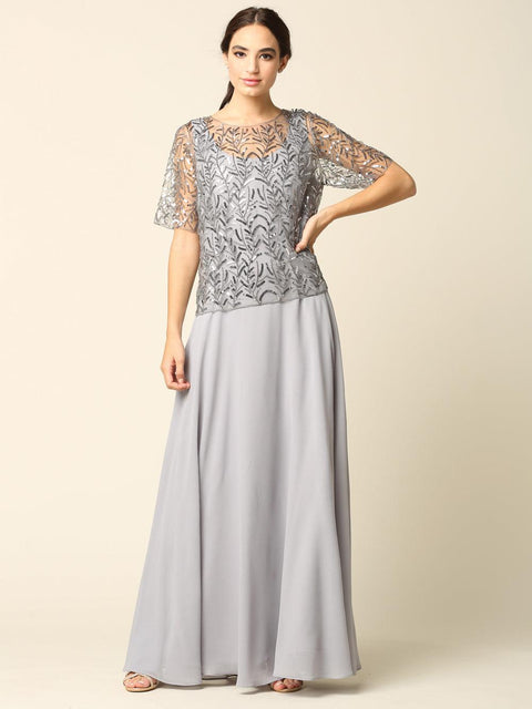 Mother of the Bride Beaded Long Formal Chiffon Gown Sale by Eva Fashion – alternate view 4