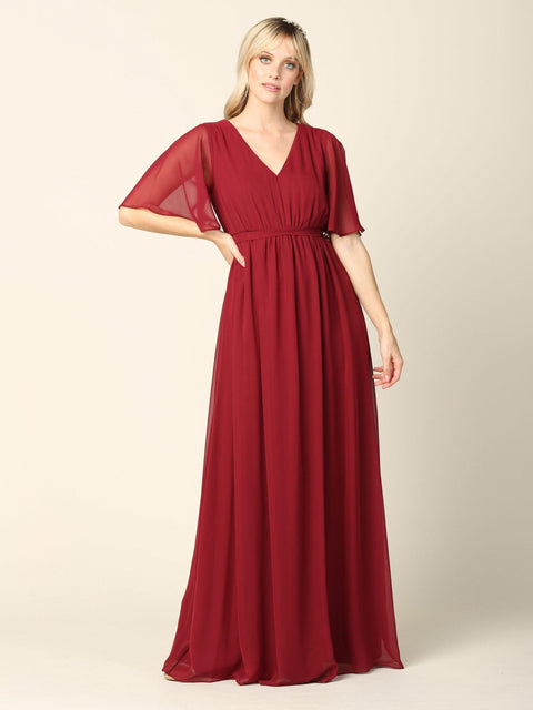Mother of the Bride Flutter Sleeve Long Dress Sale by Eva Fashion