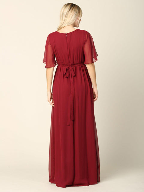 Mother of the Bride Flutter Sleeve Long Dress Sale by Eva Fashion – alternate view 3