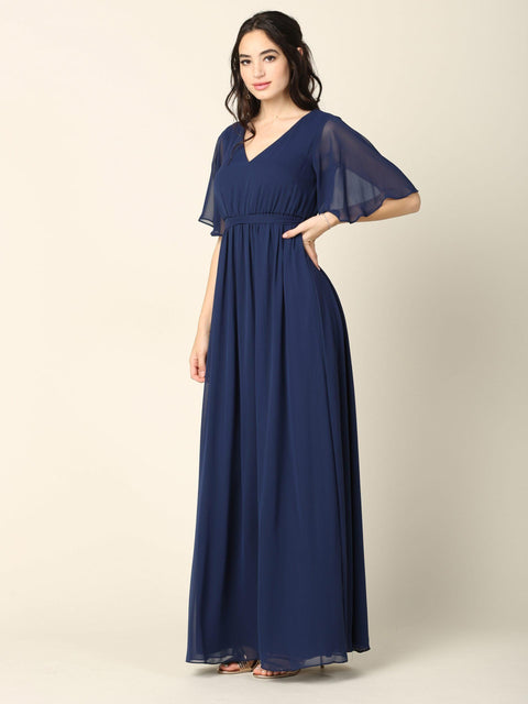 Mother of the Bride Flutter Sleeve Long Dress Sale by Eva Fashion – alternate view 4