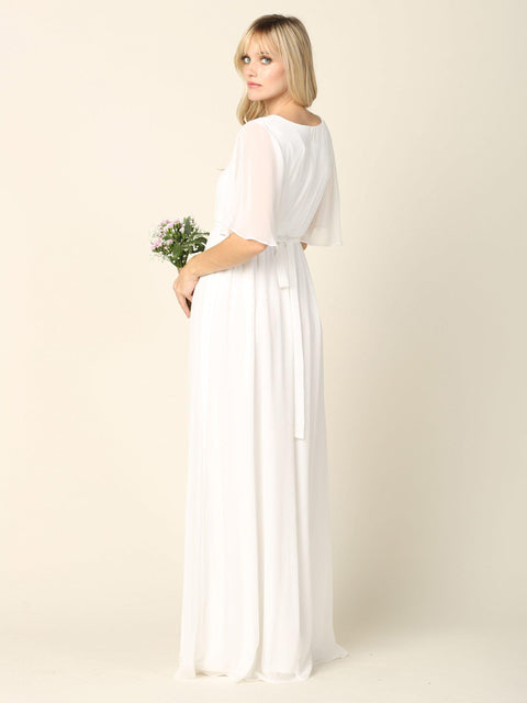 Flutter Sleeve Long Mother of the Bride Dress