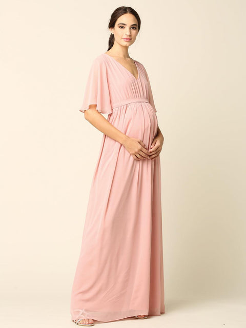 Flutter Sleeve Long Mother of the Bride Dress