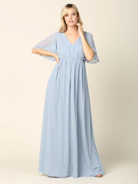 Flutter Sleeve Long Mother of the Bride Dress