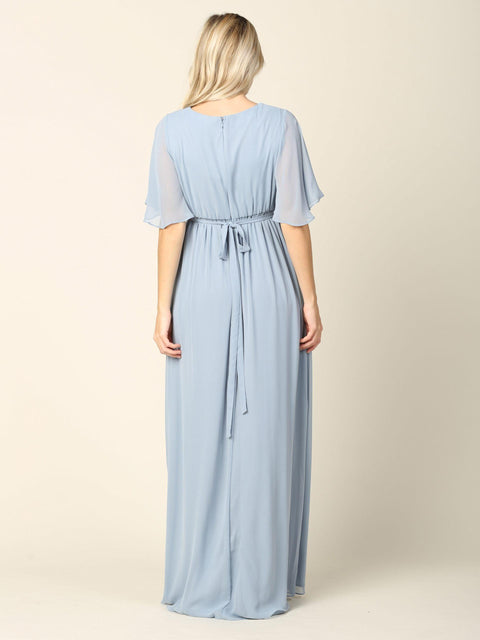 Flutter Sleeve Long Mother of the Bride Dress