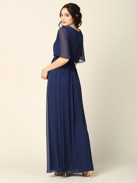 Flutter Sleeve Long Mother of the Bride Dress