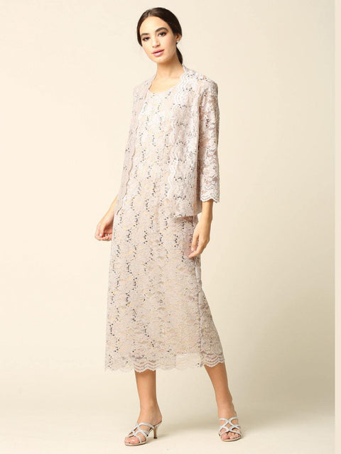 Mother of the Bride and Groom Formal Lace Jacket Dress