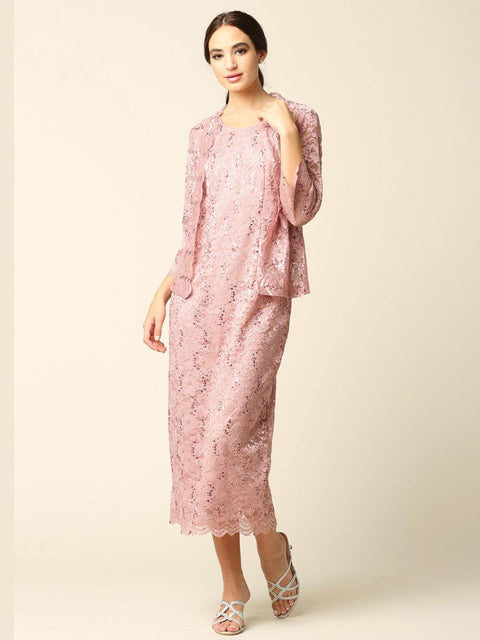 Mother of the Bride and Groom Formal Lace Jacket Dress