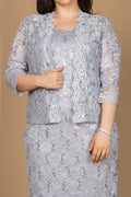 Mother of the Bride and Groom Formal Lace Jacket Dress