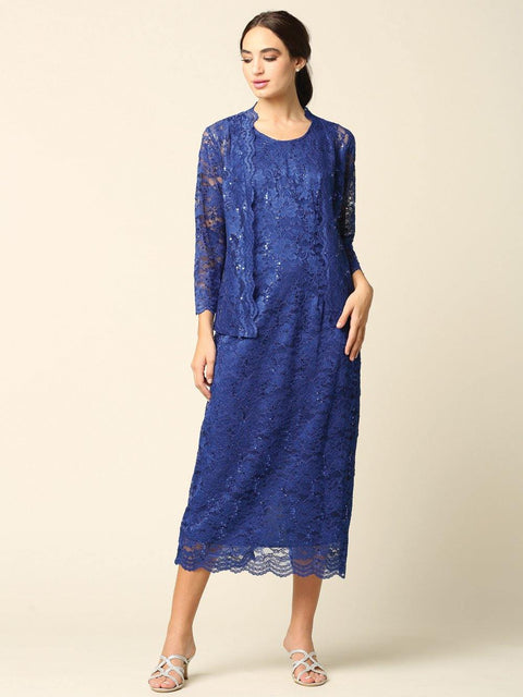 Mother of the Bride and Groom Formal Lace Jacket Dress