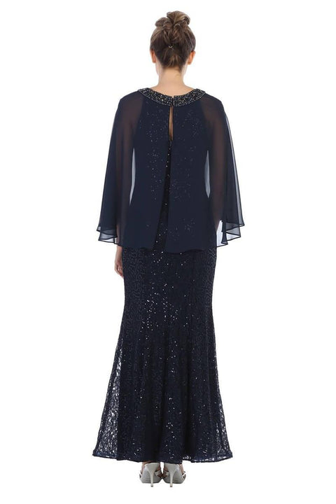 Mother of the Bride and Groom  Formal Cape Dress