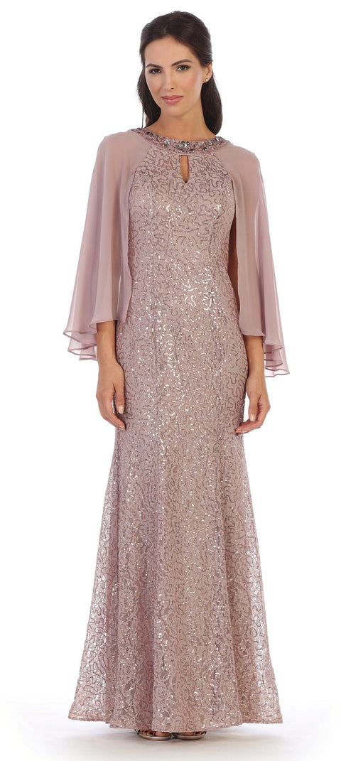 Mother of the Bride and Groom  Formal Cape Dress