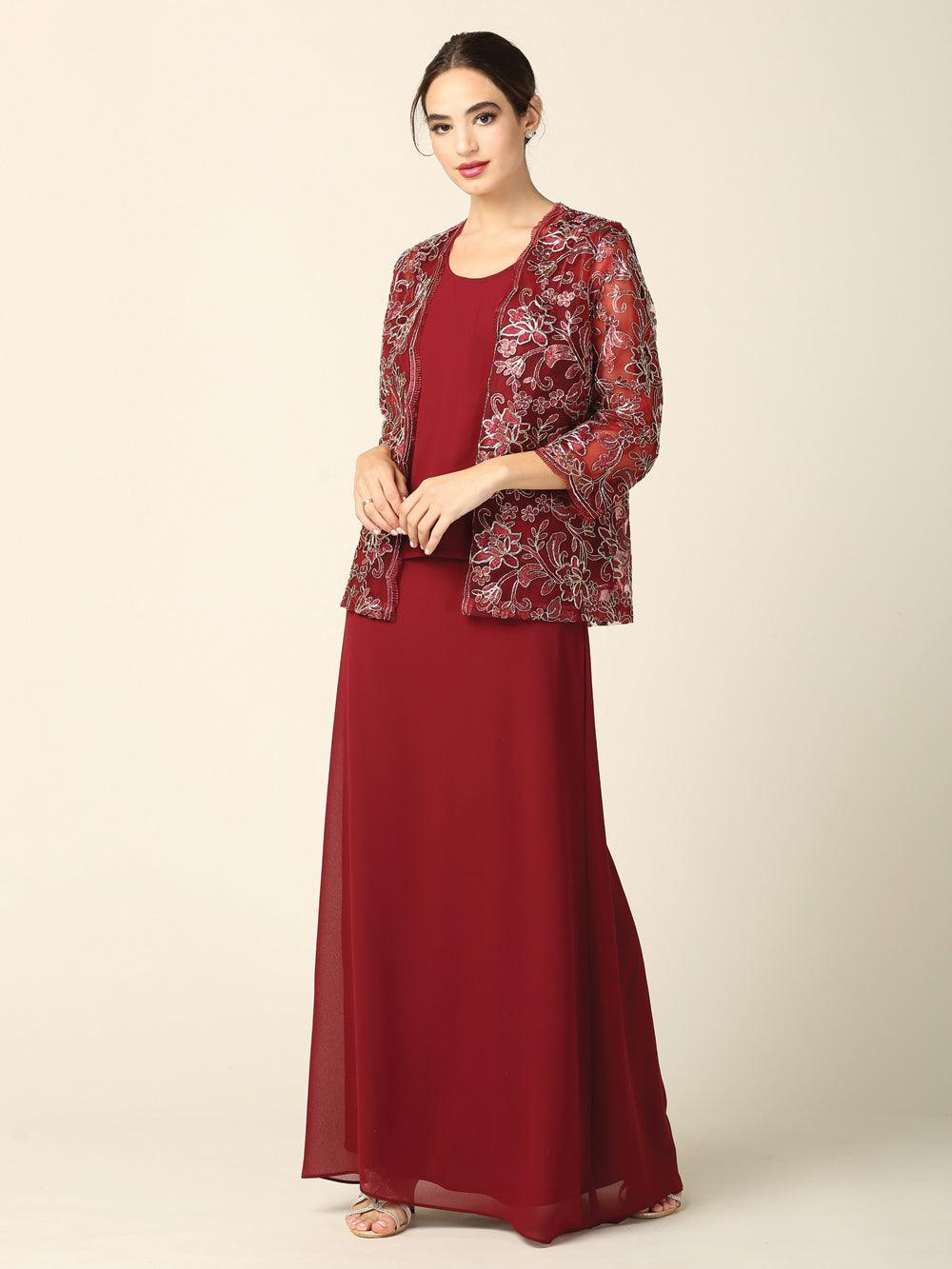 Long Formal Jacket Dress for the Mother of the Bride