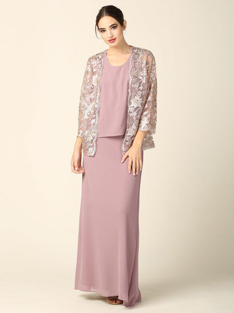 Long Formal Jacket Dress for the Mother of the Bride