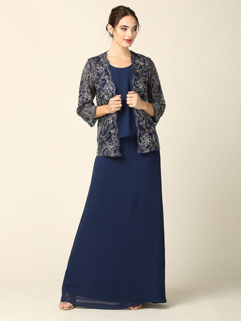 Long Formal Jacket Dress for the Mother of the Bride