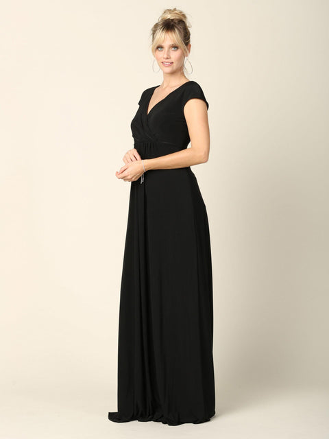 V Neck Long Formal Mother of the Bride  Dress