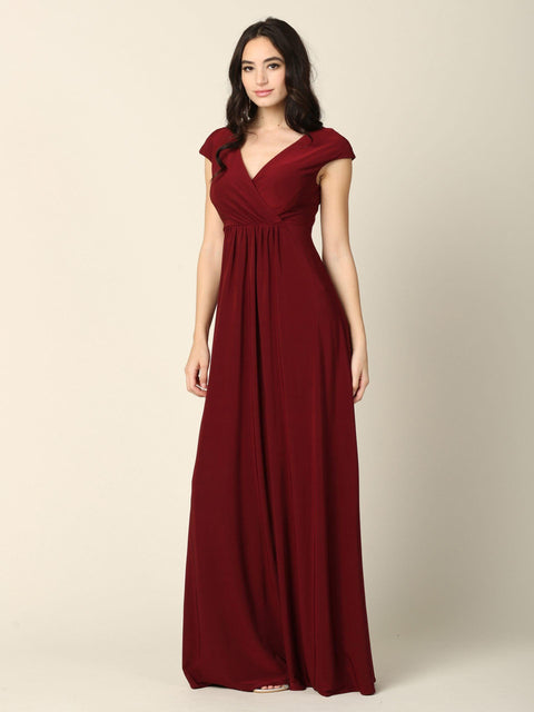 V Neck Long Formal Mother of the Bride  Dress