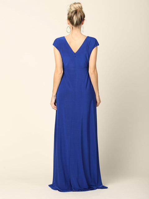 V Neck Long Formal Mother of the Bride  Dress