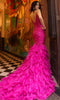 Nox Anabel C1422 - Feathered Trumpet Prom Dress