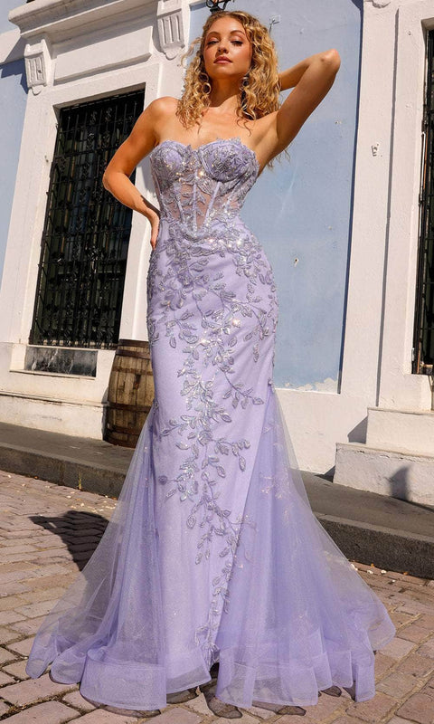 Nox Anabel G1258 - Foliage Embroidery Mermaid Evening Dress