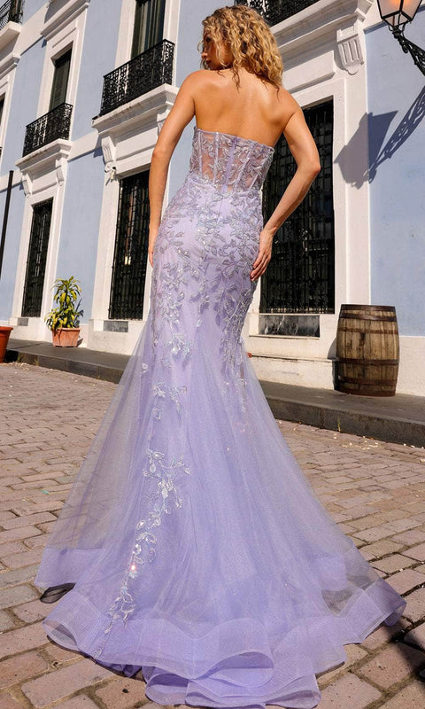 Nox Anabel G1258 - Foliage Embroidery Mermaid Evening Dress