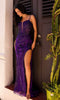 Sequined  V-Neck Evening Dress by Nox Anabel G1363